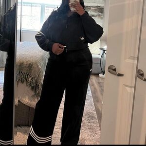 FULL SET! Adidas Black Hoodie with White Stripes